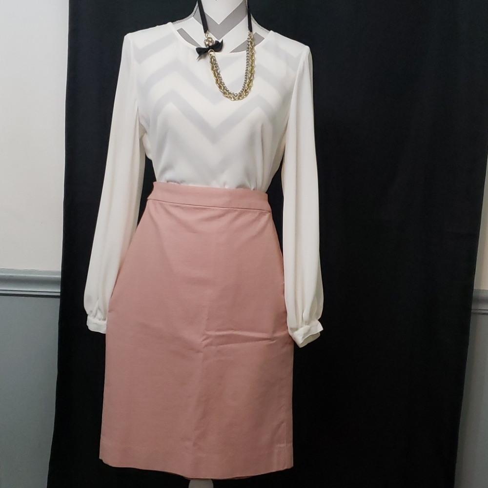 J.Crew Blush Pink Pencil Skirt (Sample Sale, Altered) – Size 4